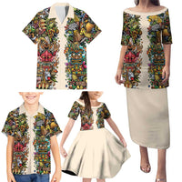 Hawaii And Japan Family Matching Puletasi and Hawaiian Shirt Tiki With Oni Mask - Polynesian Pride
