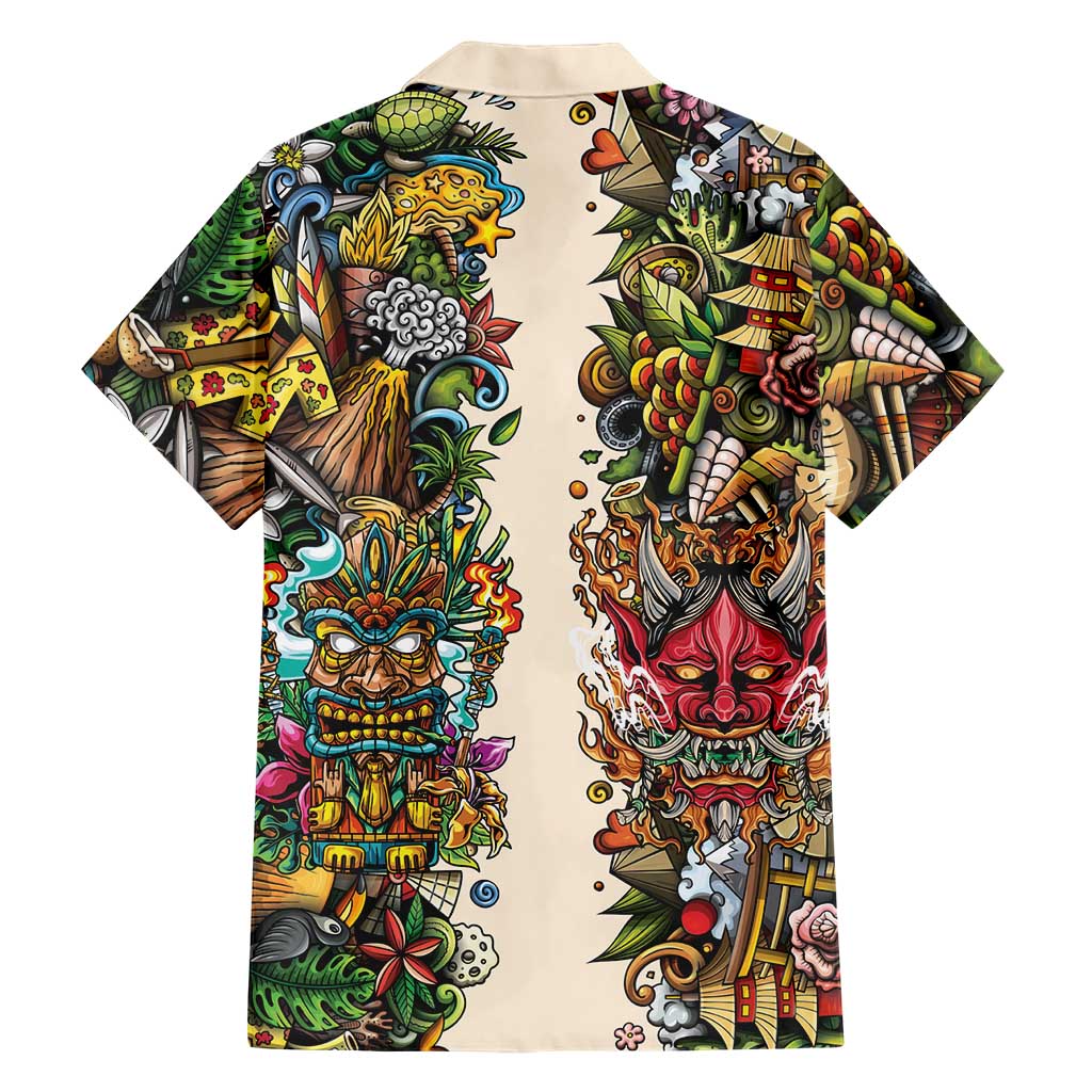 Hawaii And Japan Family Matching Tank Maxi Dress and Hawaiian Shirt Tiki With Oni Mask LT05 - Polynesian Pride