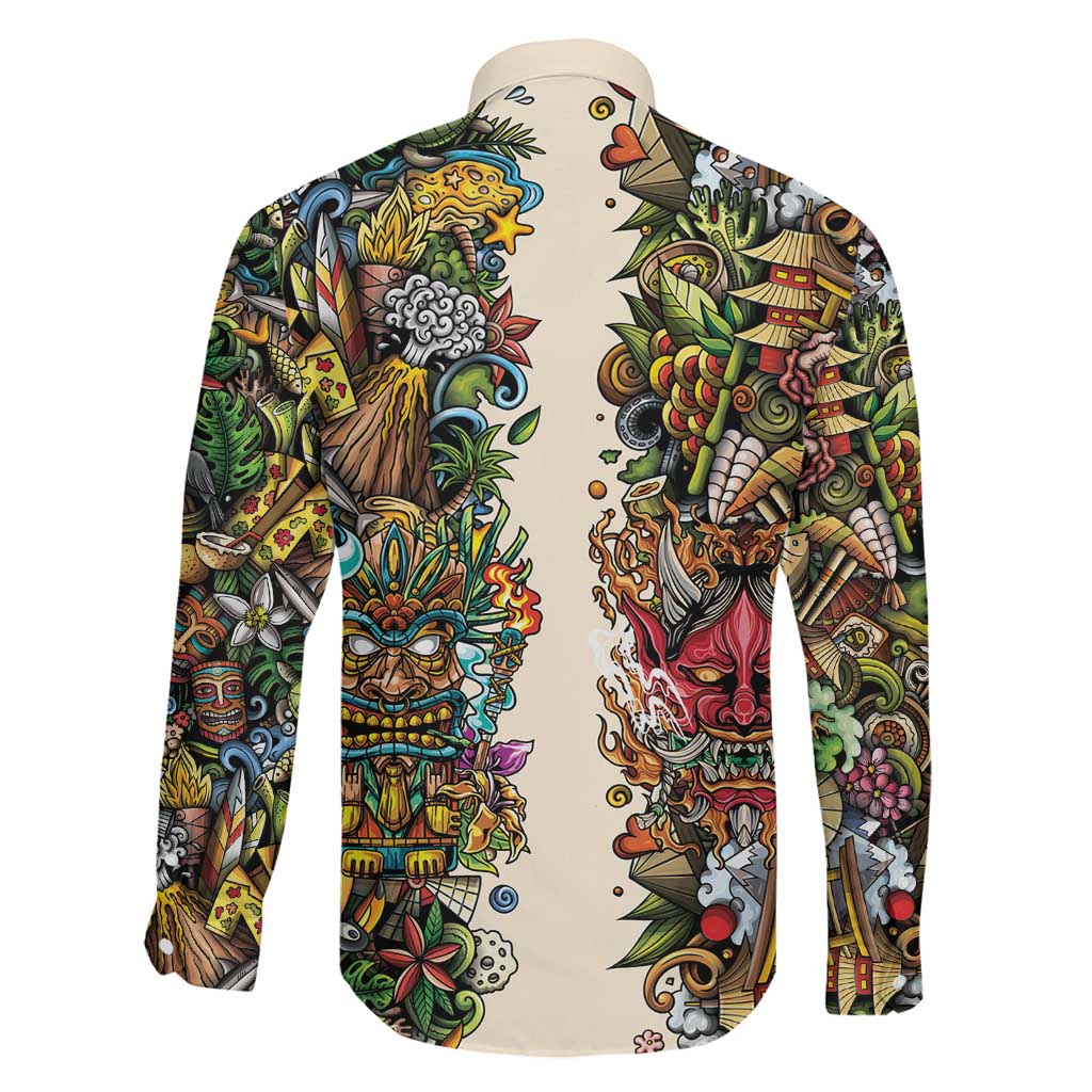 Hawaii And Japan Family Matching Tank Maxi Dress and Hawaiian Shirt Tiki With Oni Mask LT05 - Polynesian Pride