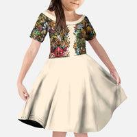 Hawaii And Japan Kid Short Sleeve Dress Tiki With Oni Mask - Polynesian Pride