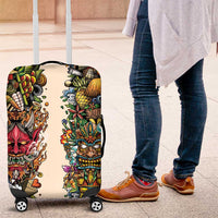 Hawaii And Japan Luggage Cover Tiki With Oni Mask LT05 Colorful - Polynesian Pride
