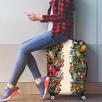 Hawaii And Japan Luggage Cover Tiki With Oni Mask LT05 - Polynesian Pride