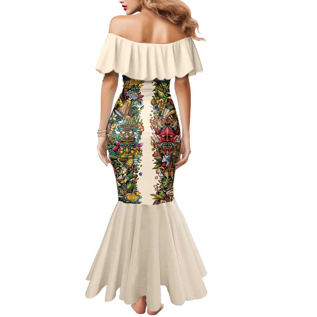Hawaii And Japan Mermaid Dress Tiki With Oni Mask - Polynesian Pride