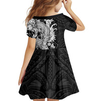 Hawaiian And Japanese Culture Family Matching Off Shoulder Short Dress and Hawaiian Shirt Irezumi Dragon With Polynesian Pattern Black LT05 - Polynesian Pride