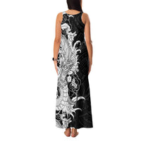 Hawaiian And Japanese Culture Family Matching Tank Maxi Dress and Hawaiian Shirt Irezumi Dragon With Polynesian Pattern Black LT05 - Polynesian Pride