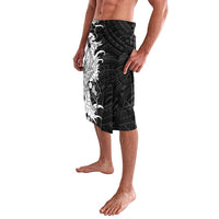 Hawaiian And Japanese Culture Lavalava Irezumi Dragon With Polynesian Pattern Black - Polynesian Pride