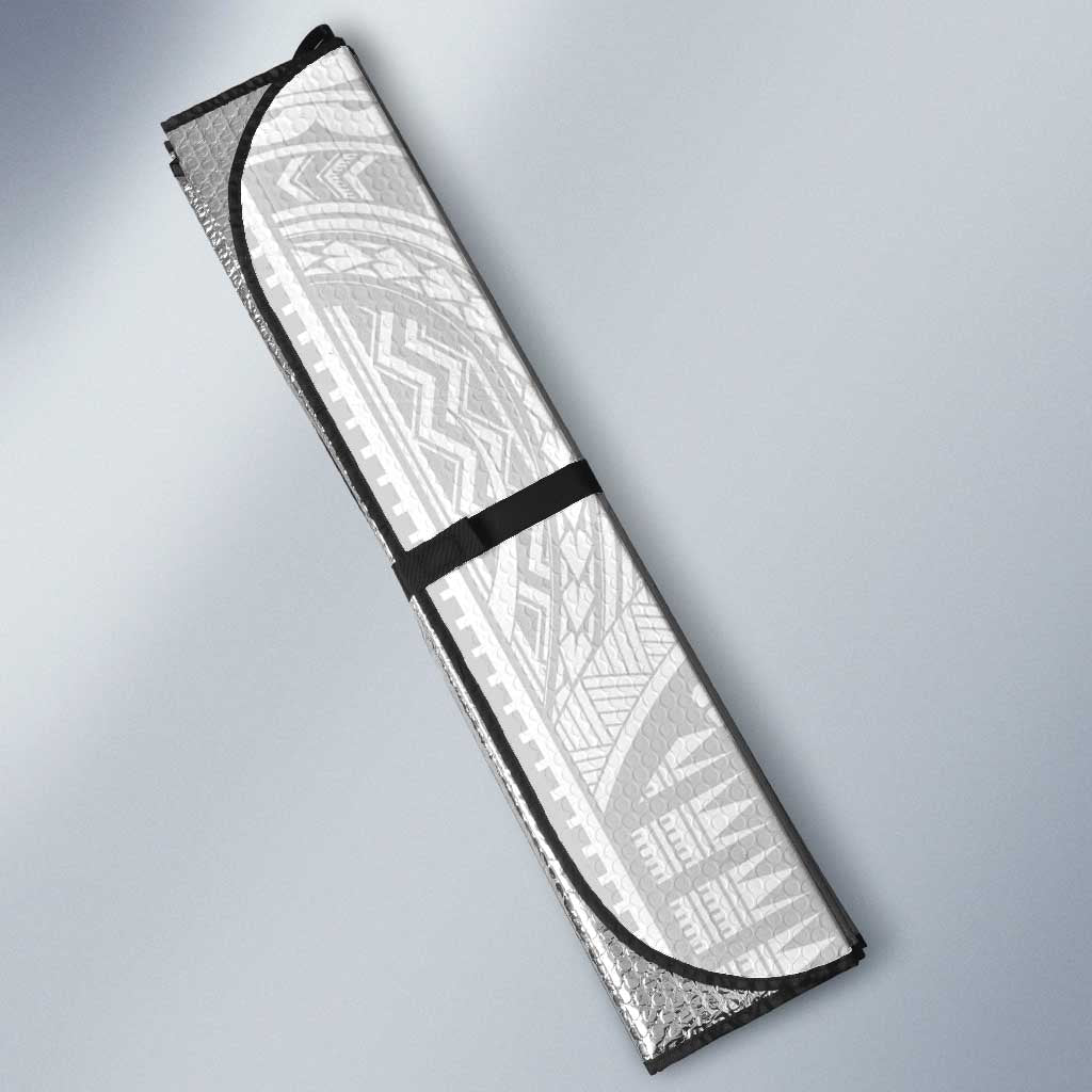 Hawaiian And Japanese Culture Auto Sun Shade Irezumi Dragon With Polynesian Pattern White - Polynesian Pride
