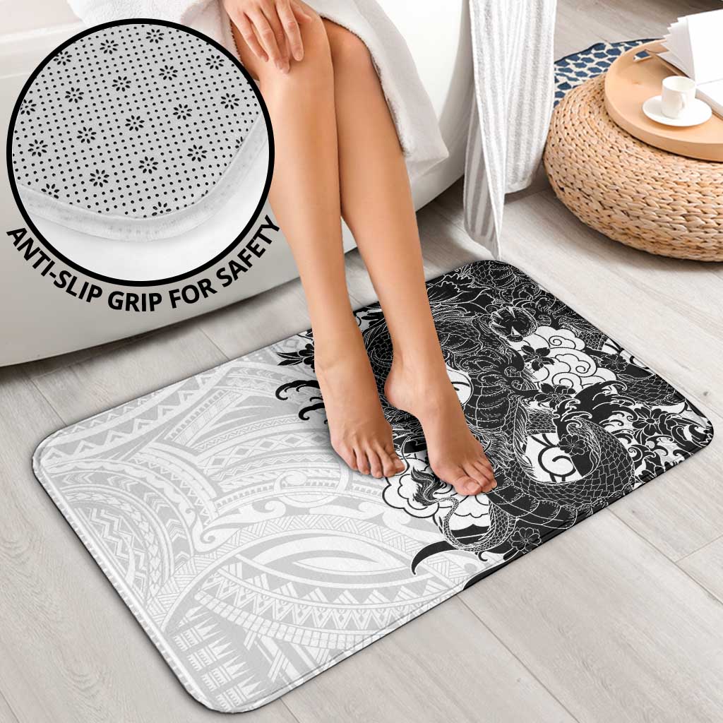 Hawaiian And Japanese Culture Bathroom Set Irezumi Dragon With Polynesian Pattern White LT05 - Polynesian Pride