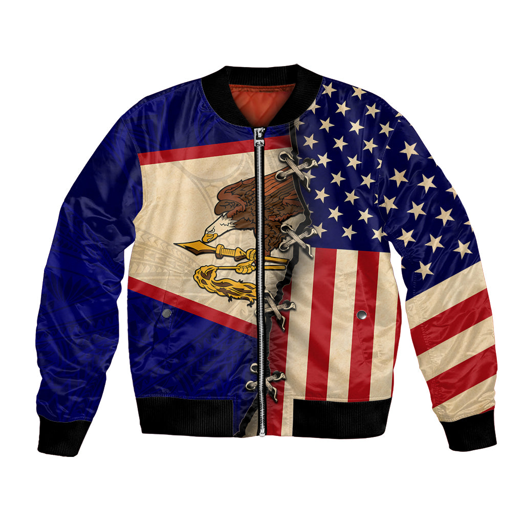 American Samoa Flag Day Bomber Jacket Polynesian Tribal Pattern LT05 Unisex Blue - Polynesian Pride