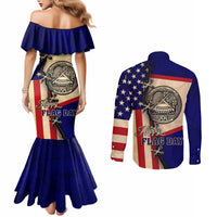 American Samoa Flag Day Couples Matching Mermaid Dress and Long Sleeve Button Shirt Polynesian Tribal Pattern LT05 - Polynesian Pride