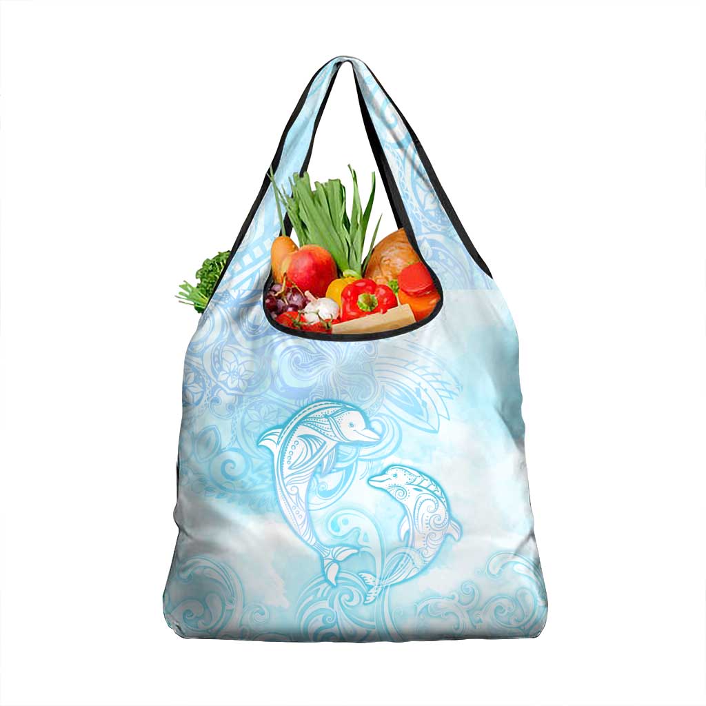 Polynesia Dolphins Under The Sea Grocery Bag Simple Style LT05 1-pack One Size Baby Blue - Polynesian Pride