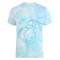 Polynesia Dolphins Under The Sea Women V Neck T Shirt Simple Style LT05 - Polynesian Pride