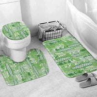 Green Hawaii Tapa Pattern Bathroom Set With Heliconia Vintage Style