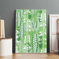 Green Hawaii Tapa Pattern Canvas Wall Art With Heliconia Vintage Style