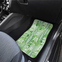 Green Hawaii Tapa Pattern Car Mats With Heliconia Vintage Style