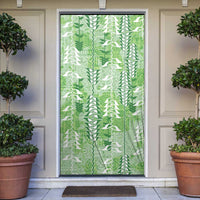 Green Hawaii Tapa Pattern Door Cover With Heliconia Vintage Style