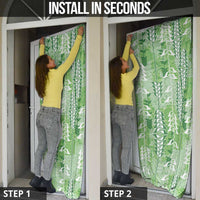 Green Hawaii Tapa Pattern Door Cover With Heliconia Vintage Style