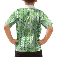 Green Hawaii Tapa Pattern Family Matching Off The Shoulder Long Sleeve Dress and Hawaiian Shirt With Heliconia Vintage Style LT05 - Polynesian Pride