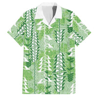 Green Hawaii Tapa Pattern Family Matching Short Sleeve Bodycon Dress and Hawaiian Shirt With Heliconia Vintage Style LT05 Dad's Shirt - Short Sleeve Green - Polynesian Pride