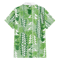 Green Hawaii Tapa Pattern Hawaiian Shirt With Heliconia Vintage Style
