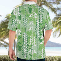 Green Hawaii Tapa Pattern Hawaiian Shirt With Heliconia Vintage Style