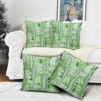 Green Hawaii Tapa Pattern Pillow Cover With Heliconia Vintage Style