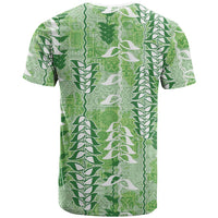 Green Hawaii Tapa Pattern T Shirt With Heliconia Vintage Style