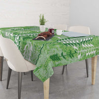 Green Hawaii Tapa Pattern Tablecloth With Heliconia Vintage Style