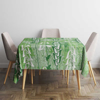 Green Hawaii Tapa Pattern Tablecloth With Heliconia Vintage Style
