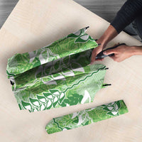 Green Hawaii Tapa Pattern Umbrella With Heliconia Vintage Style