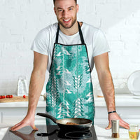 Teal Hawaii Tapa Pattern Apron With Heliconia Vintage Style