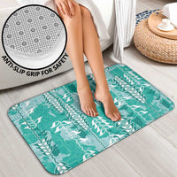 Teal Hawaii Tapa Pattern Bathroom Set With Heliconia Vintage Style