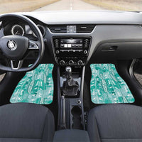 Teal Hawaii Tapa Pattern Car Mats With Heliconia Vintage Style