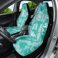 Teal Hawaii Tapa Pattern Car Seat Cover With Heliconia Vintage Style