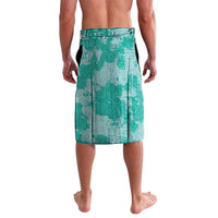Teal Hawaii Tapa Pattern Lavalava With Heliconia Vintage Style