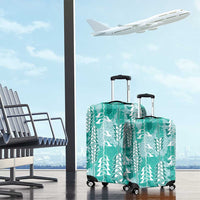 Teal Hawaii Tapa Pattern Luggage Cover With Heliconia Vintage Style