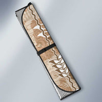 Beige Hawaii Tapa Pattern Auto Sun Shade With Heliconia Vintage Style