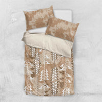Beige Hawaii Tapa Pattern Bedding Set With Heliconia Vintage Style