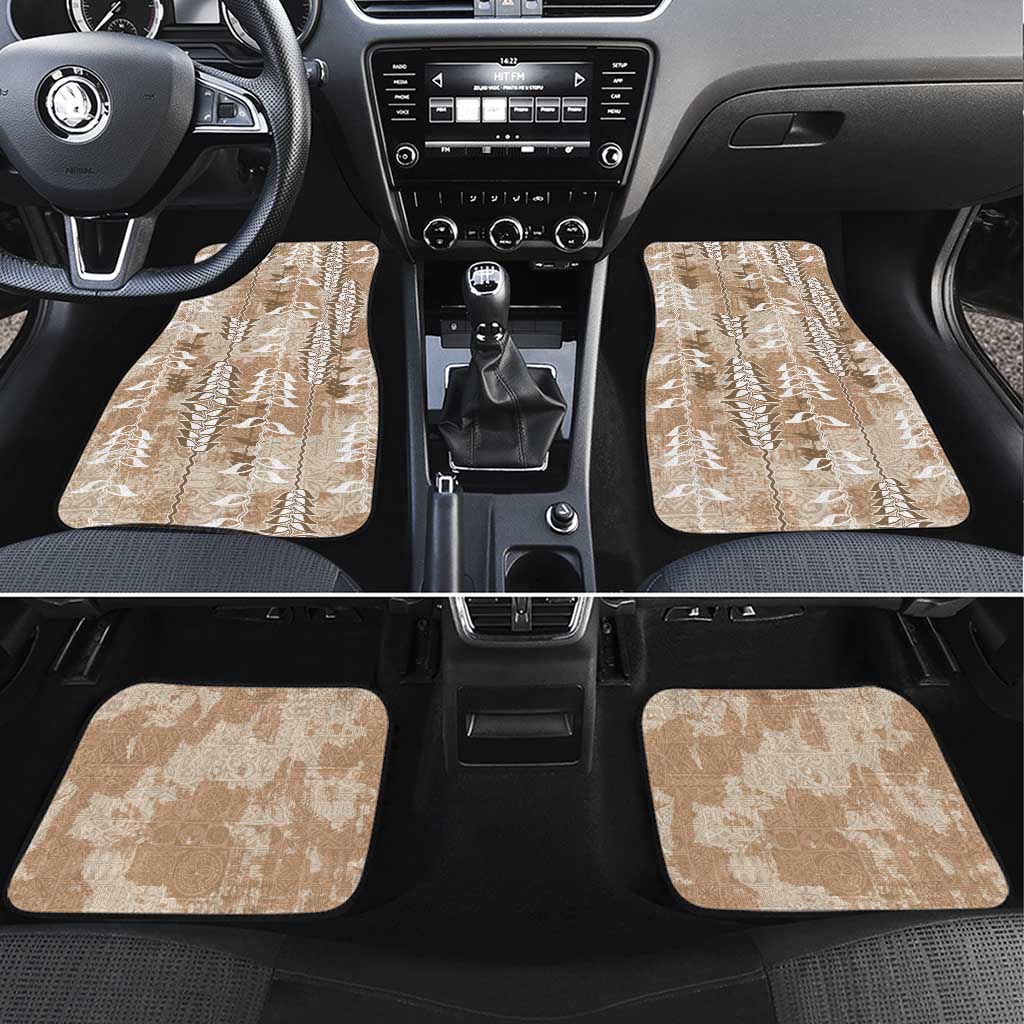 Beige Hawaii Tapa Pattern Car Mats With Heliconia Vintage Style