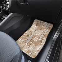 Beige Hawaii Tapa Pattern Car Mats With Heliconia Vintage Style