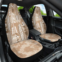 Beige Hawaii Tapa Pattern Car Seat Cover With Heliconia Vintage Style
