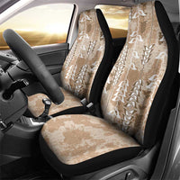 Beige Hawaii Tapa Pattern Car Seat Cover With Heliconia Vintage Style