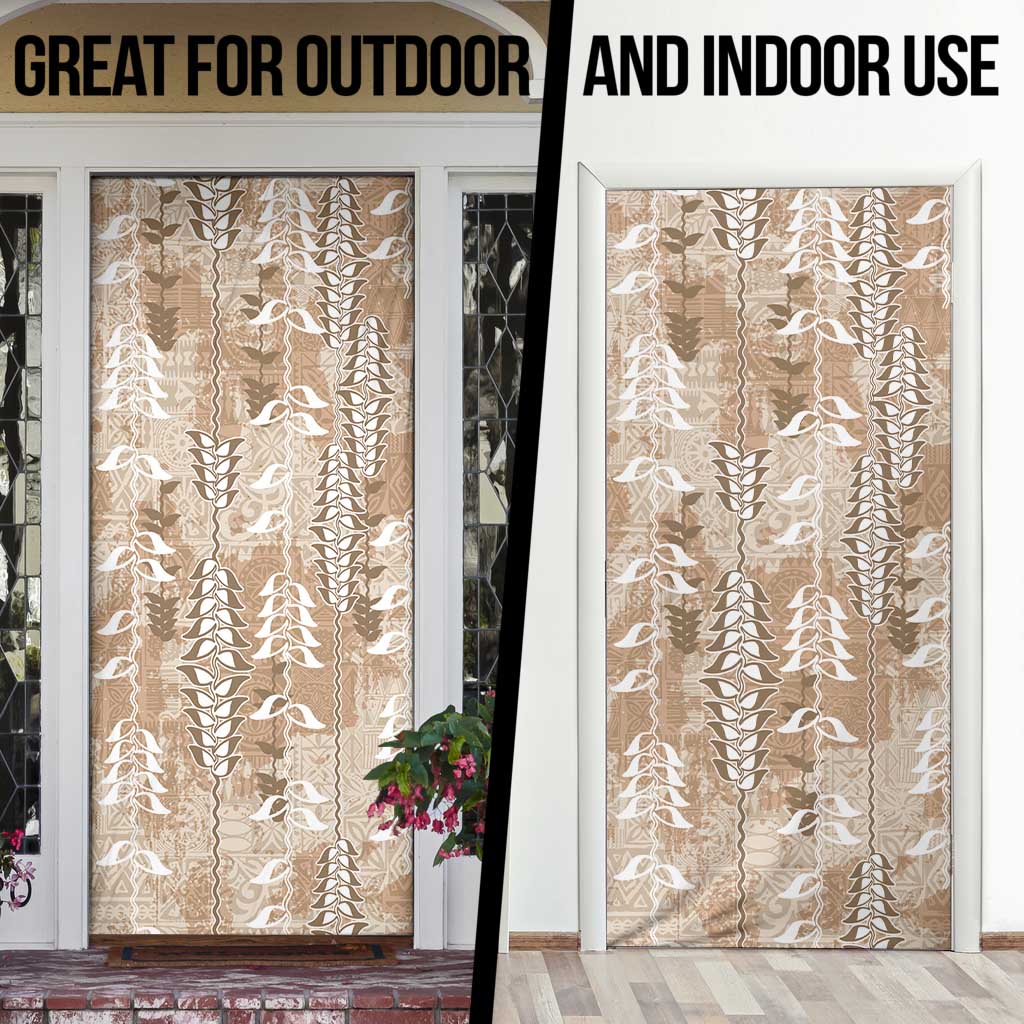 Beige Hawaii Tapa Pattern Door Cover With Heliconia Vintage Style