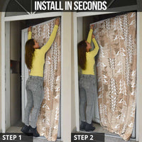 Beige Hawaii Tapa Pattern Door Cover With Heliconia Vintage Style
