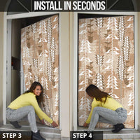 Beige Hawaii Tapa Pattern Door Cover With Heliconia Vintage Style