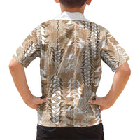 Beige Hawaii Tapa Pattern Family Matching Off Shoulder Maxi Dress and Hawaiian Shirt With Heliconia Vintage Style