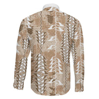 Beige Hawaii Tapa Pattern Family Matching Short Sleeve Bodycon Dress and Hawaiian Shirt With Heliconia Vintage Style LT05 - Polynesian Pride