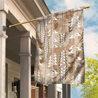 Beige Hawaii Tapa Pattern Garden Flag With Heliconia Vintage Style