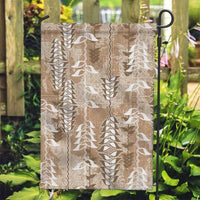 Beige Hawaii Tapa Pattern Garden Flag With Heliconia Vintage Style