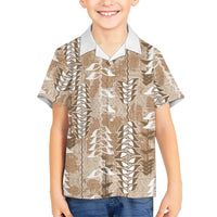 Beige Hawaii Tapa Pattern Hawaiian Shirt With Heliconia Vintage Style